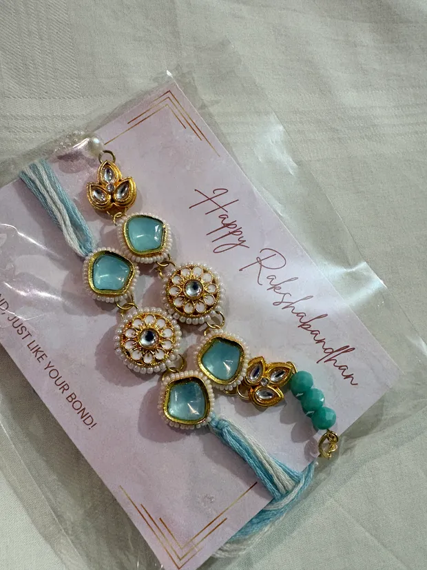 Turquoise Kundan Rakhi