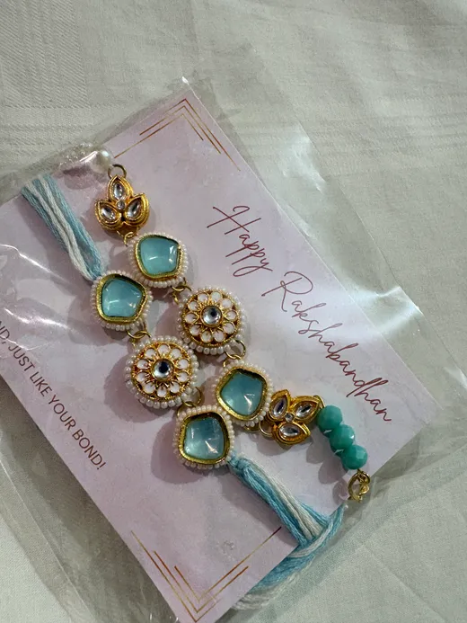 Turquoise Kundan Rakhi